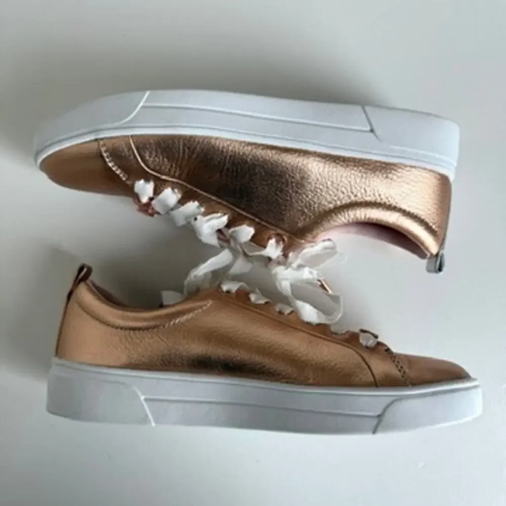 TED BAKER‎ Gielli Sneakers Rose Gold Leather Ribbon Laces US 6 Metallic Shoes